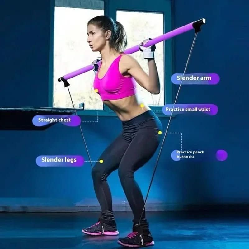 Portable Pilates training device with resistance bands
