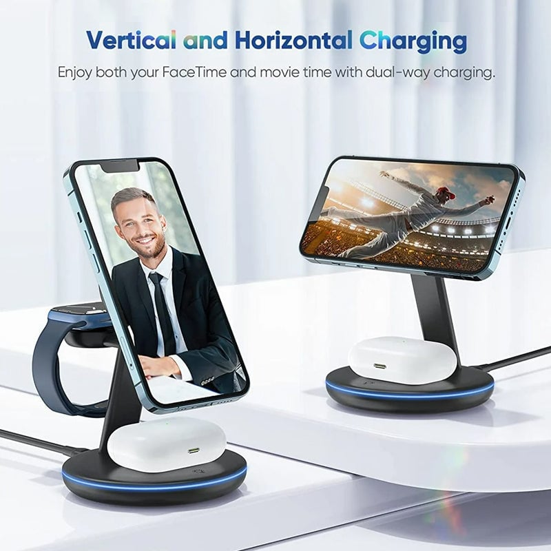 Folding magnetic 3-in-1 wireless charger