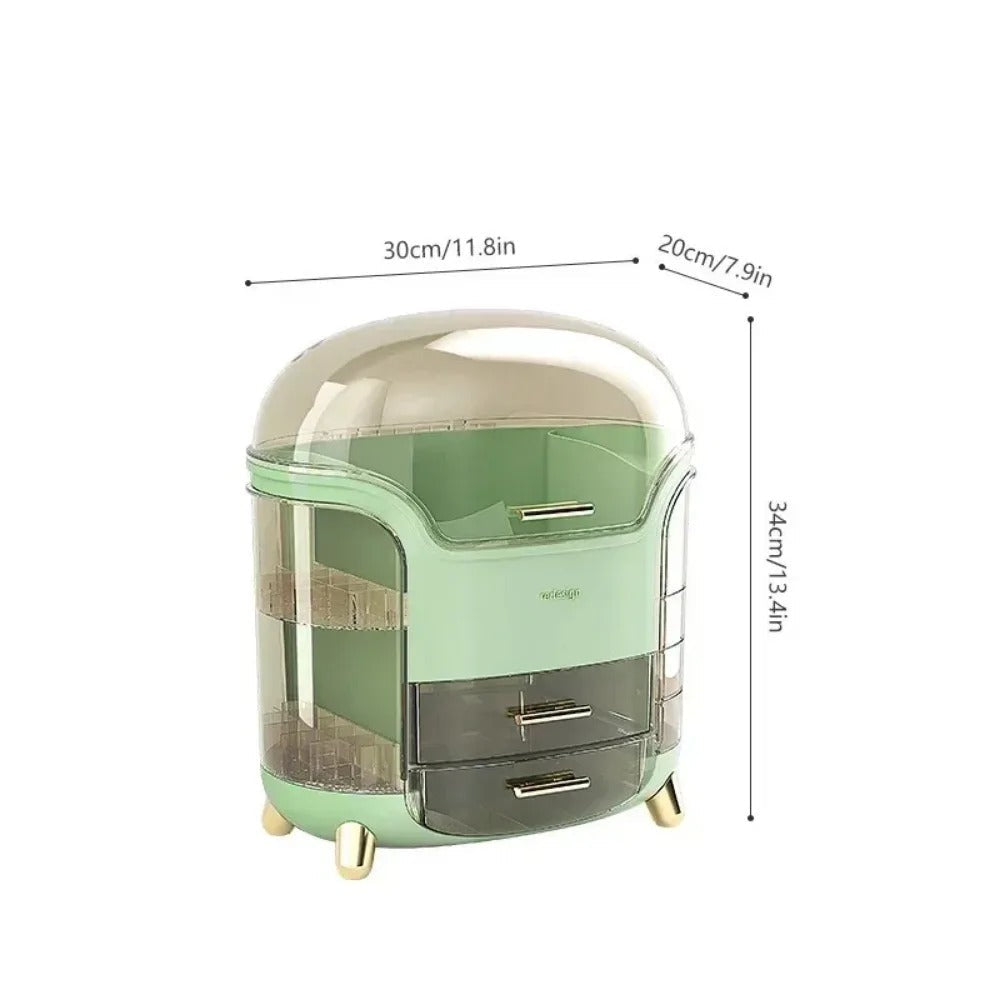 Luxury Transparent Makeup Organizer with Sliding Doors and Drawers