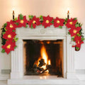 Door Frame Escalator Decoration Red Flower String Lights