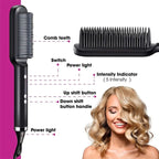 hair straightener with ceramic brush for fast & healthy styling