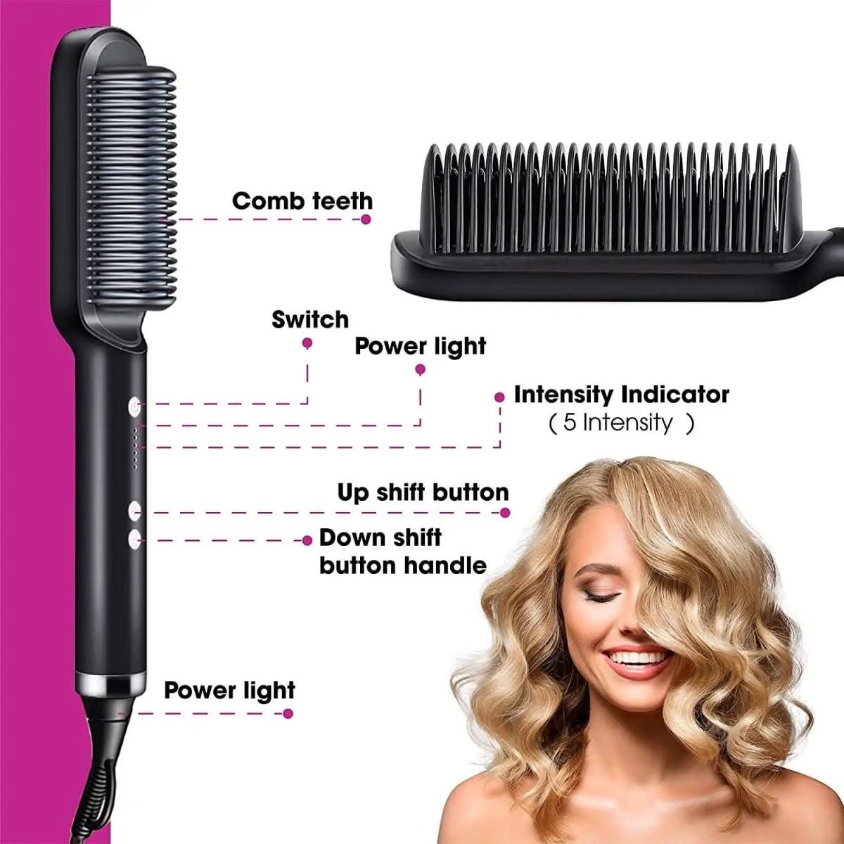 hair straightener with ceramic brush for fast & healthy styling