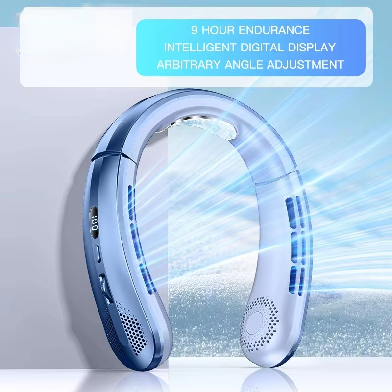 Portable Neck Air Conditioner Cooling Fan Rechargeable Leafless Personal Wearable