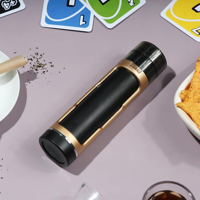 Portable manual plastic cigarette shredder with double pipe