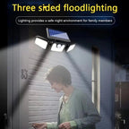 Solar LED floodlight with motion sensor – 3-beam outdoor lighting for garden, yard, and garage