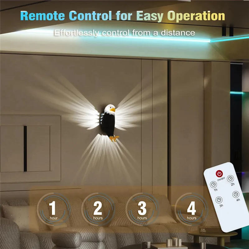 3D Eagle Wall Light | Patriotic LED Lamp | PETG Material | Warm White Illumination