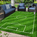 Football Field Pattern Carpet - non-slip washable lounge mats for living room, bedroom, garden or gaming room