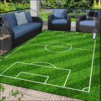 Football Field Pattern Carpet - non-slip washable lounge mats for living room, bedroom, garden or gaming room