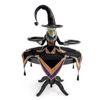 Halloween Witch Hat Serving Stand with Three Trays and Resin Statue Design