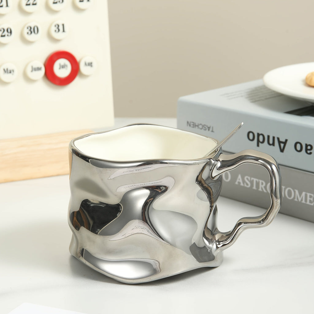 CreArt Mug – Handmade Ceramic Coffee Mug with Unique Crinkled Design