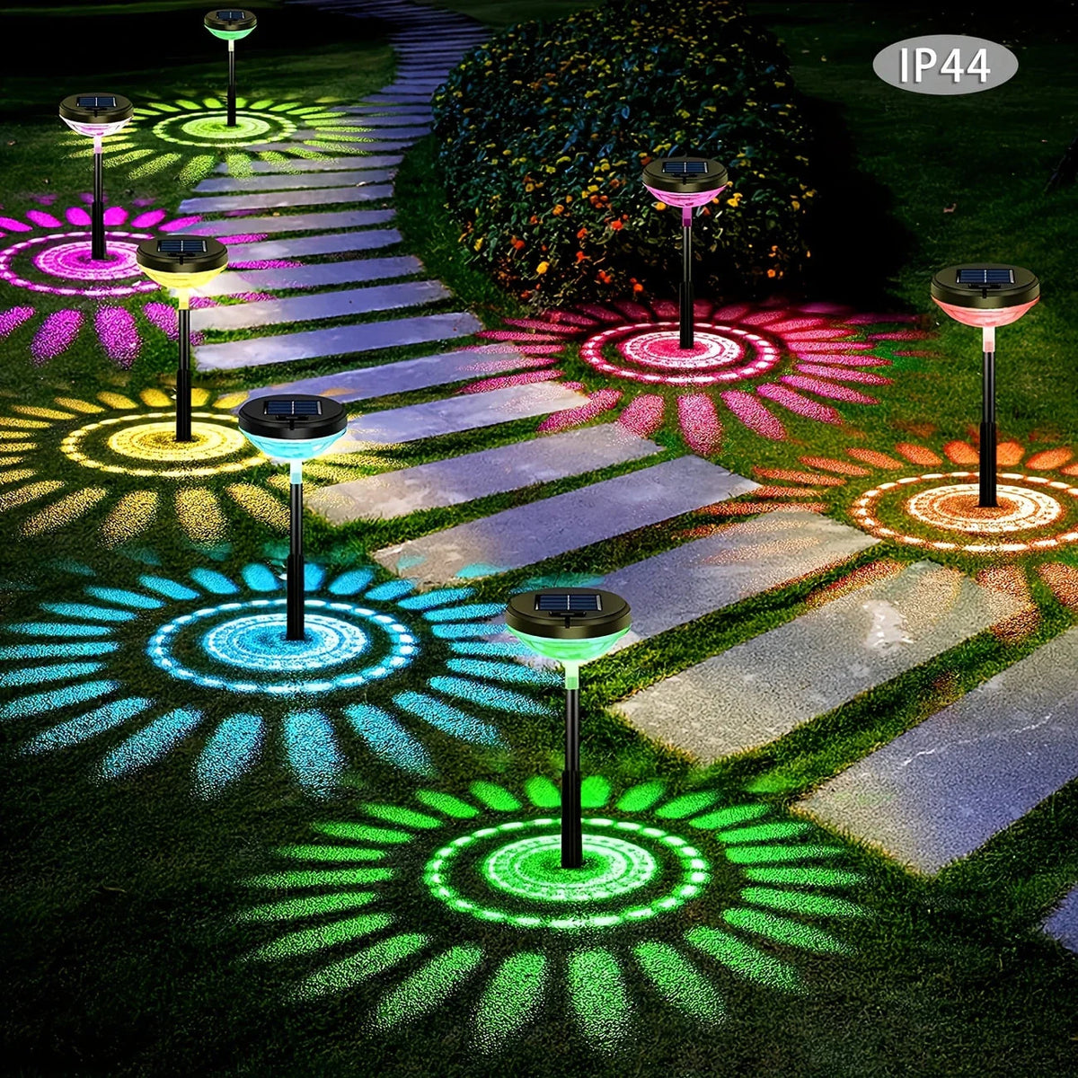 Solar Garden Lamp with Color Change – LED Garden Lighting for Outdoor Use with Flower Pattern