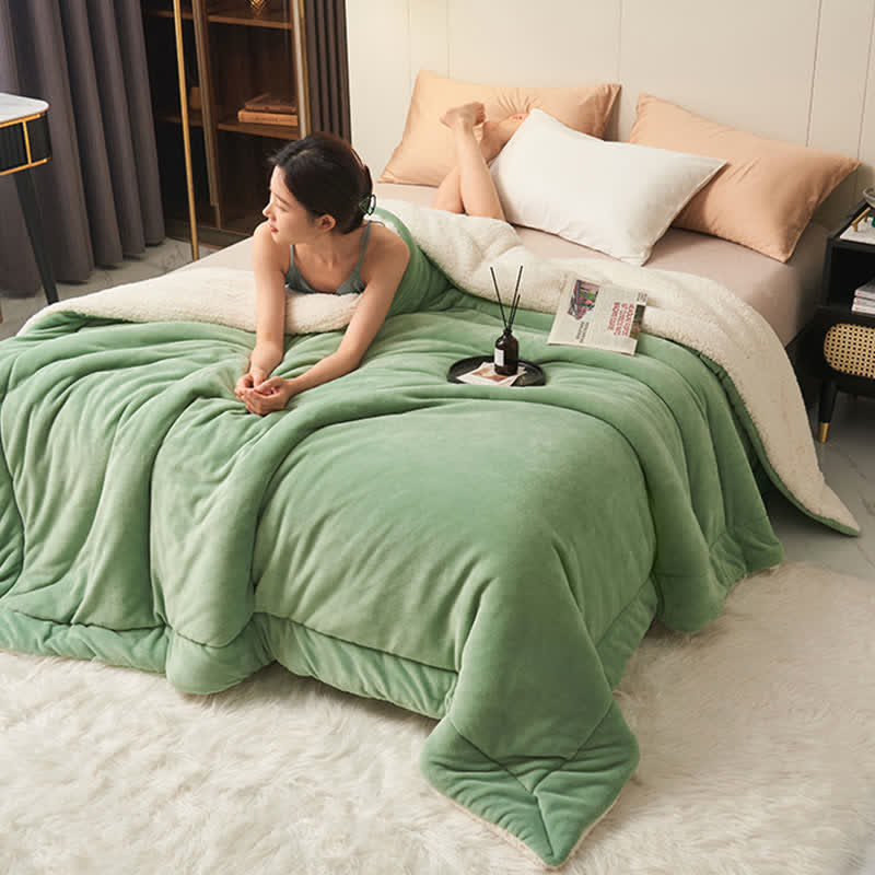 Solid thick double-sided velvet cube blanket