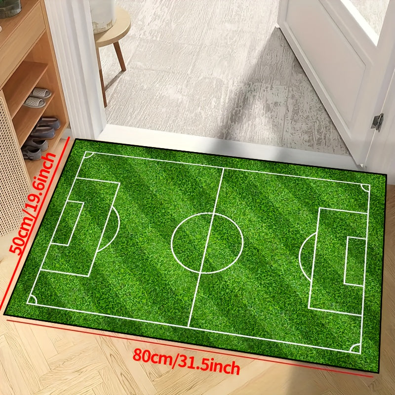 Football Field Pattern Carpet - non-slip washable lounge mats for living room, bedroom, garden or gaming room