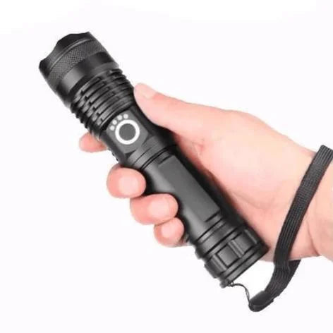 Rechargeable LED Flashlight with Zoom and Aluminum Housing