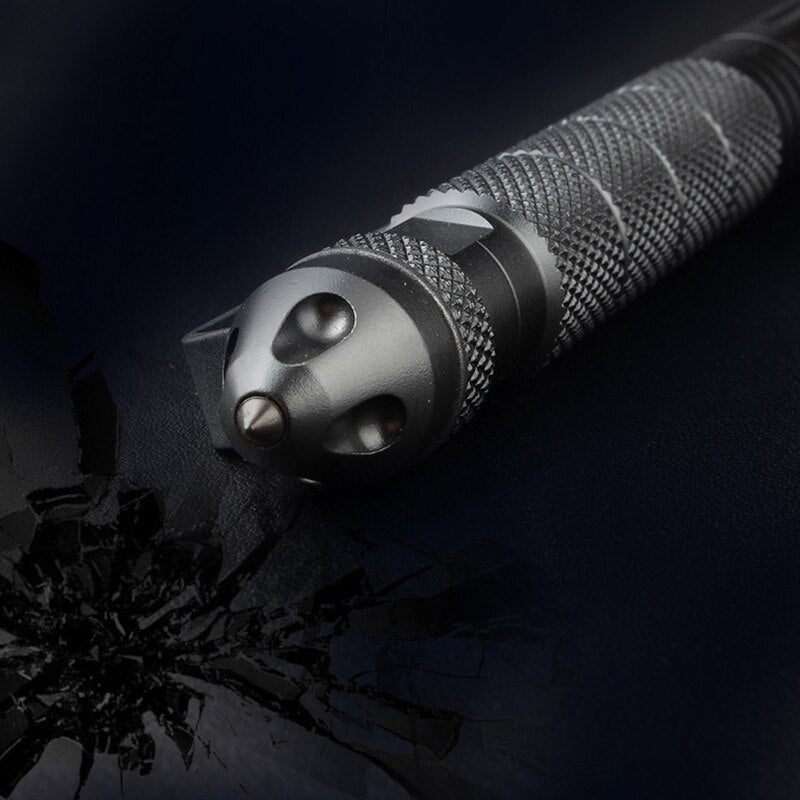 Tactical Survival Pen with Glass-Breaker Tip and Stainless Steel Handle