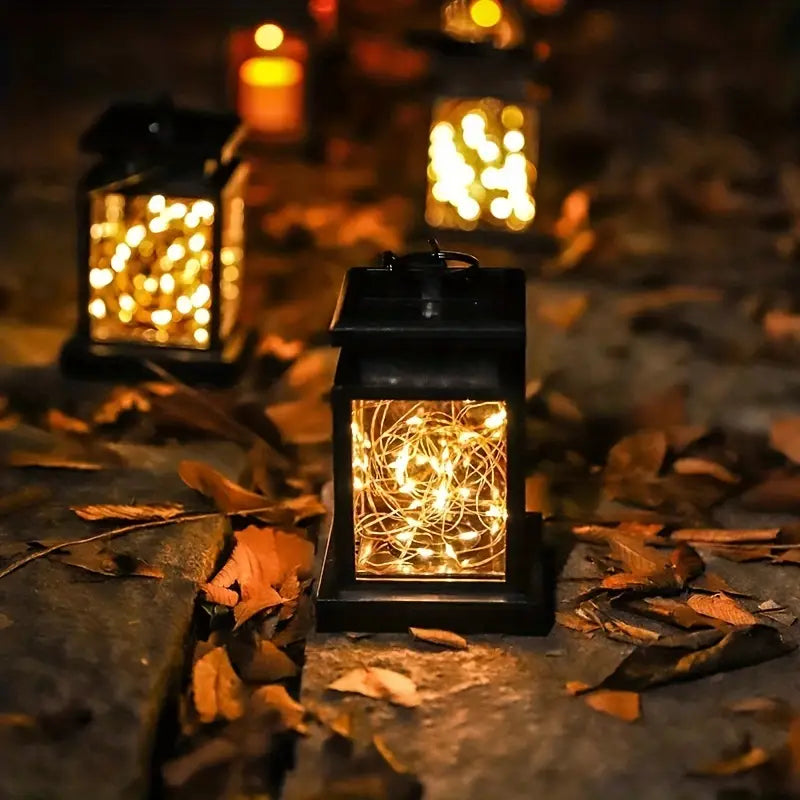 Solar LED Lantern with Light Wire and Hanging Clip – Waterproof Garden Lighting for Terrace and Balcony