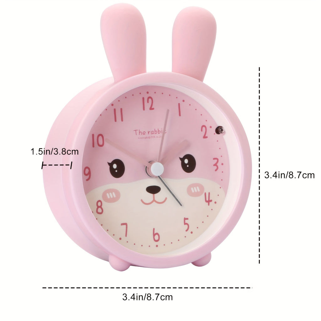 Children's Alarm Clock with Night Light – Quiet, Rabbit Pattern & Compact Design