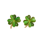 Heart-shaped Opal Lucky Four Leaf Clover Earrings