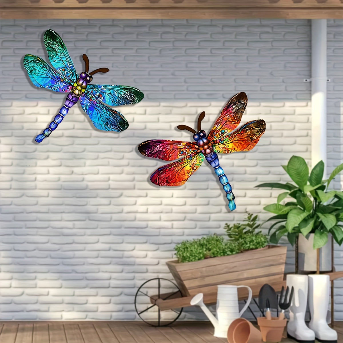 1/2 piece vibrant dragonfly wall art made of metal – artistic outdoor decoration for gardens, homes, and events – durable, versatile, and eye-catching – a perfect gift idea for any occasion