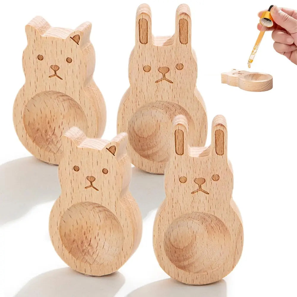 4-piece set wooden fragrance dispensers – cat & rabbit