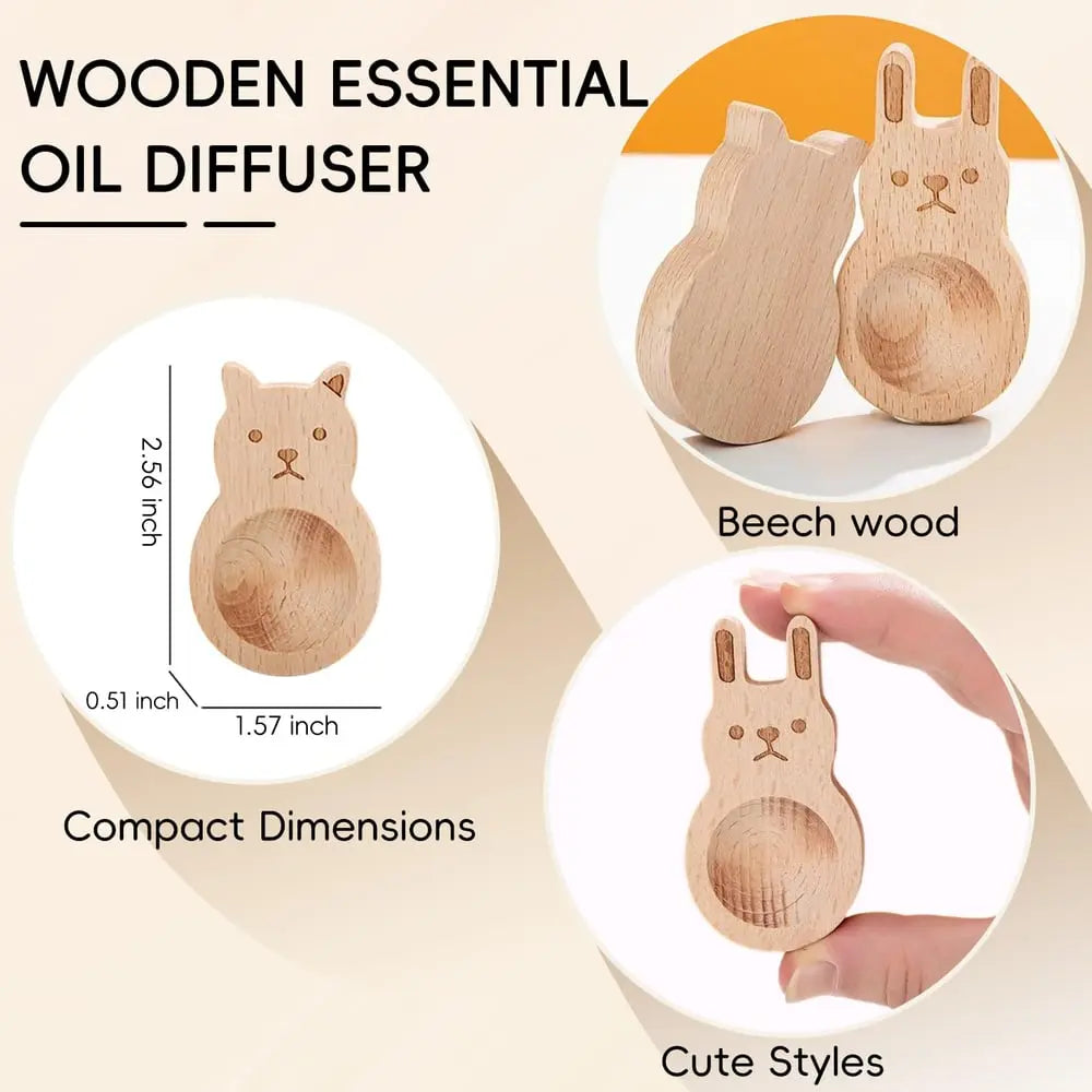 4-piece set wooden fragrance dispensers – cat & rabbit