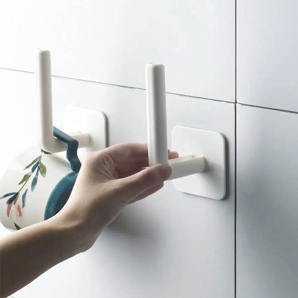 4-piece Self-Adhesive Wall Hooks – sturdy Plastic Hooks for Kitchen, Bathroom & more