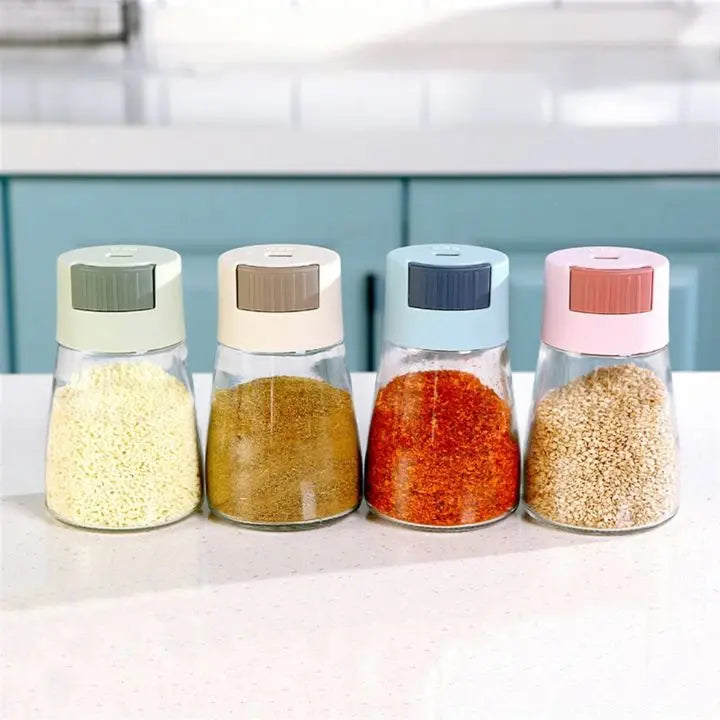 4-piece set of adjustable glass spice containers – for stylish seasoning