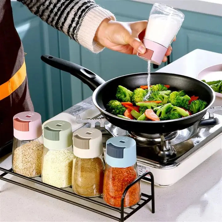 4-piece set of adjustable glass spice containers – for stylish seasoning