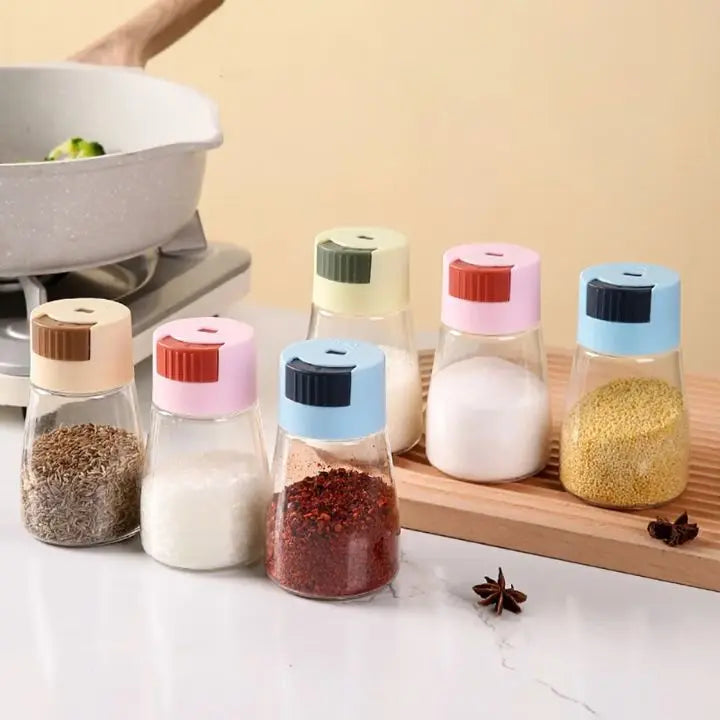 4-piece set of adjustable glass spice containers – for stylish seasoning