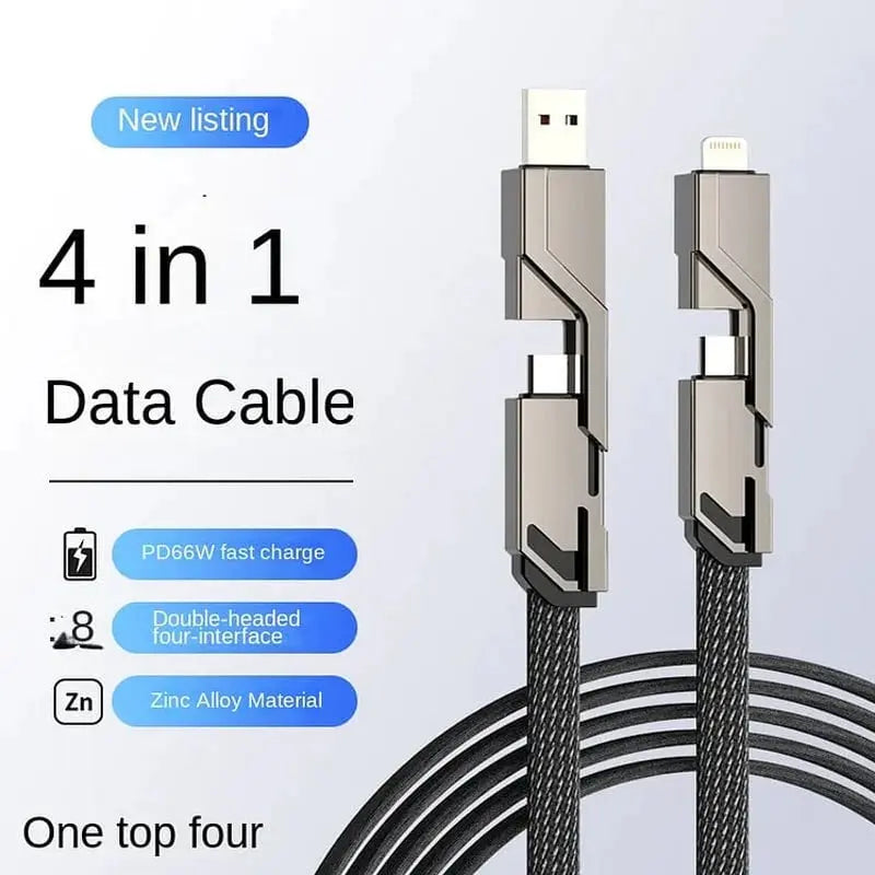 4-in-1 Multi-device Charging Cable — Fast Charging with Anti-tangle Design