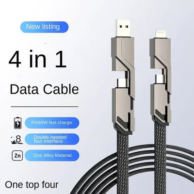 4-in-1 Multi-device Charging Cable — Fast Charging with Anti-tangle Design