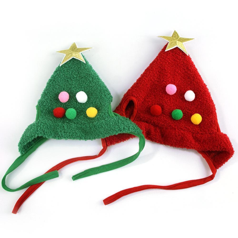 Christmas Pet Hat with Fluff and Golden Edge