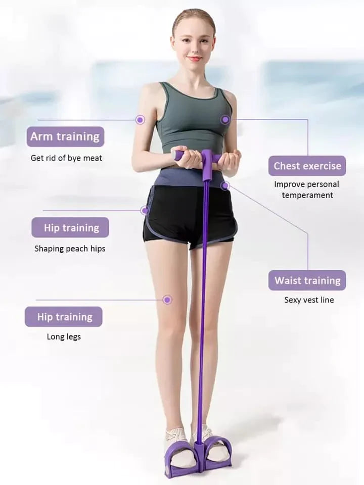 Pull-Rope Ab Exerciser with Pedals and Resistance Band