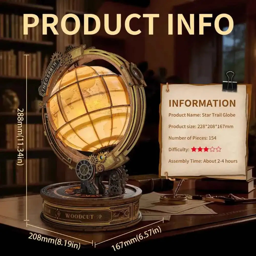 Star Trail Globe DIY 3D Wooden Model