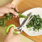 5-Blade Stainless Steel Herb Scissors Set - Versatile Kitchen Scissors