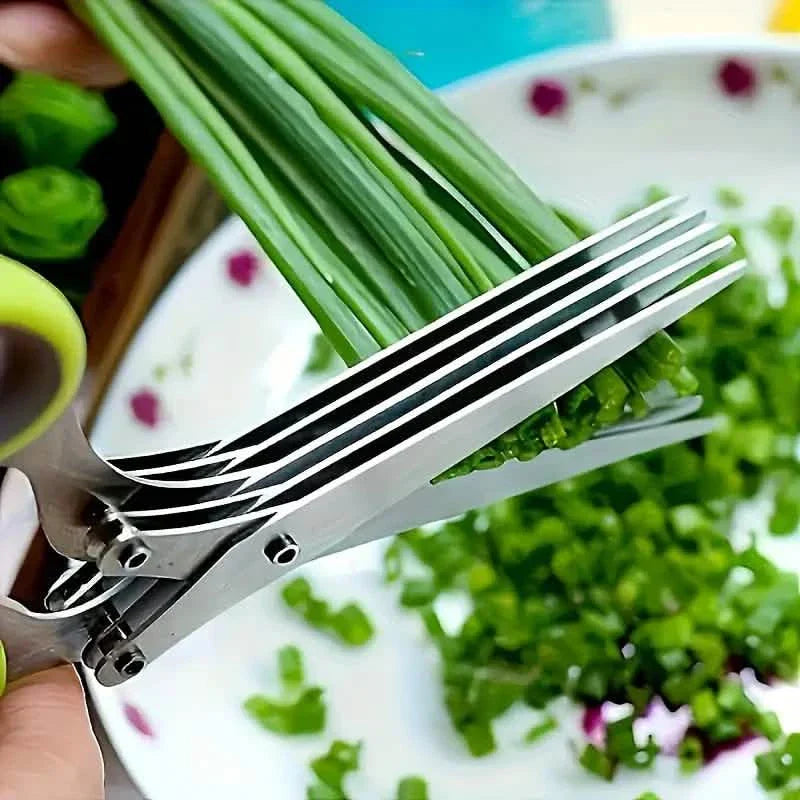 5-Blade Stainless Steel Herb Scissors Set - Versatile Kitchen Scissors