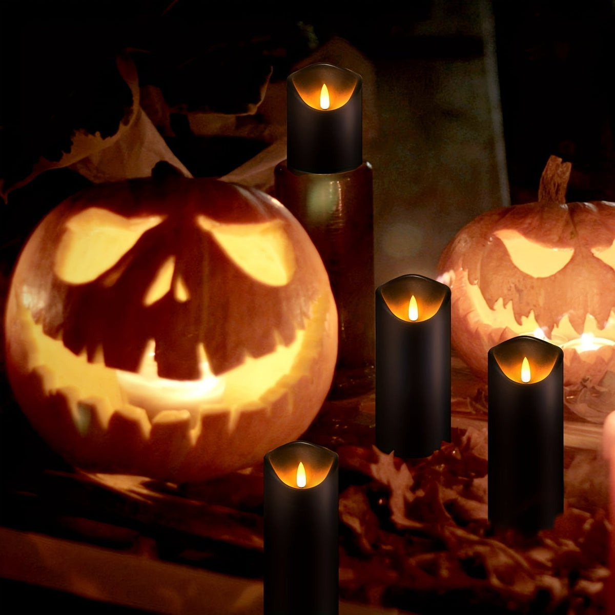 MystiFlame - 5-Piece LED Candle Set with Black Finish