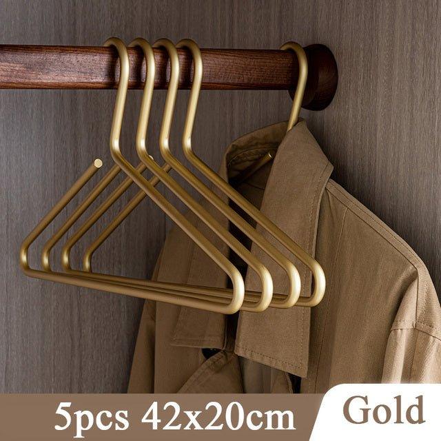 5 pieces of hangers made of solid matte gold/silver │ Seamless wardrobe organizer made of metal