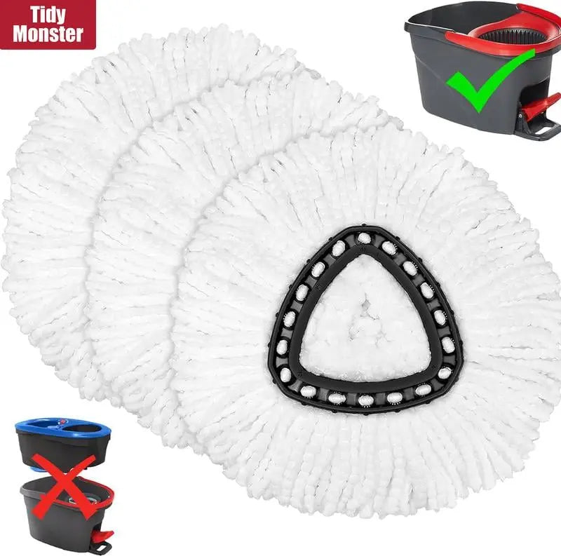 5-piece replacement set for spin mop – includes 3 microfiber mop cloths + 2 brushes for thorough cleaning!