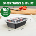 50-Pack Reusable Meal Prep Containers with Lid, Leakproof