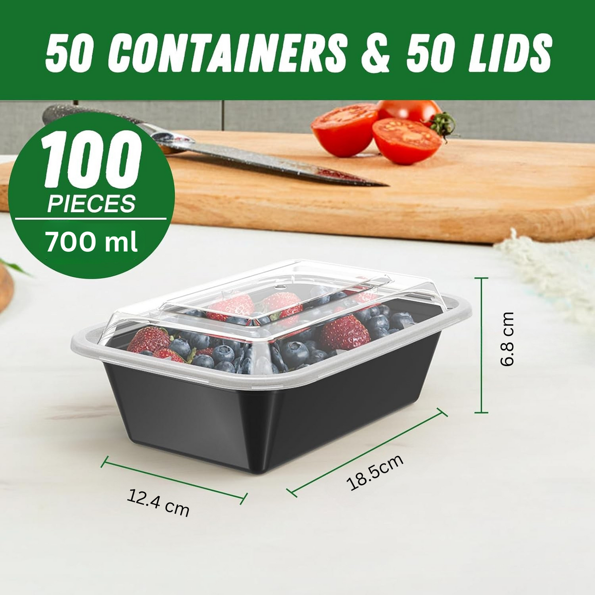 50-Pack Reusable Meal Prep Containers with Lid, Leakproof