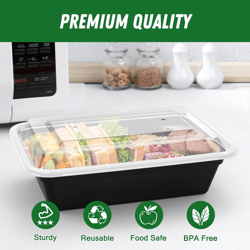 50-Pack Reusable Meal Prep Containers with Lid, Leakproof