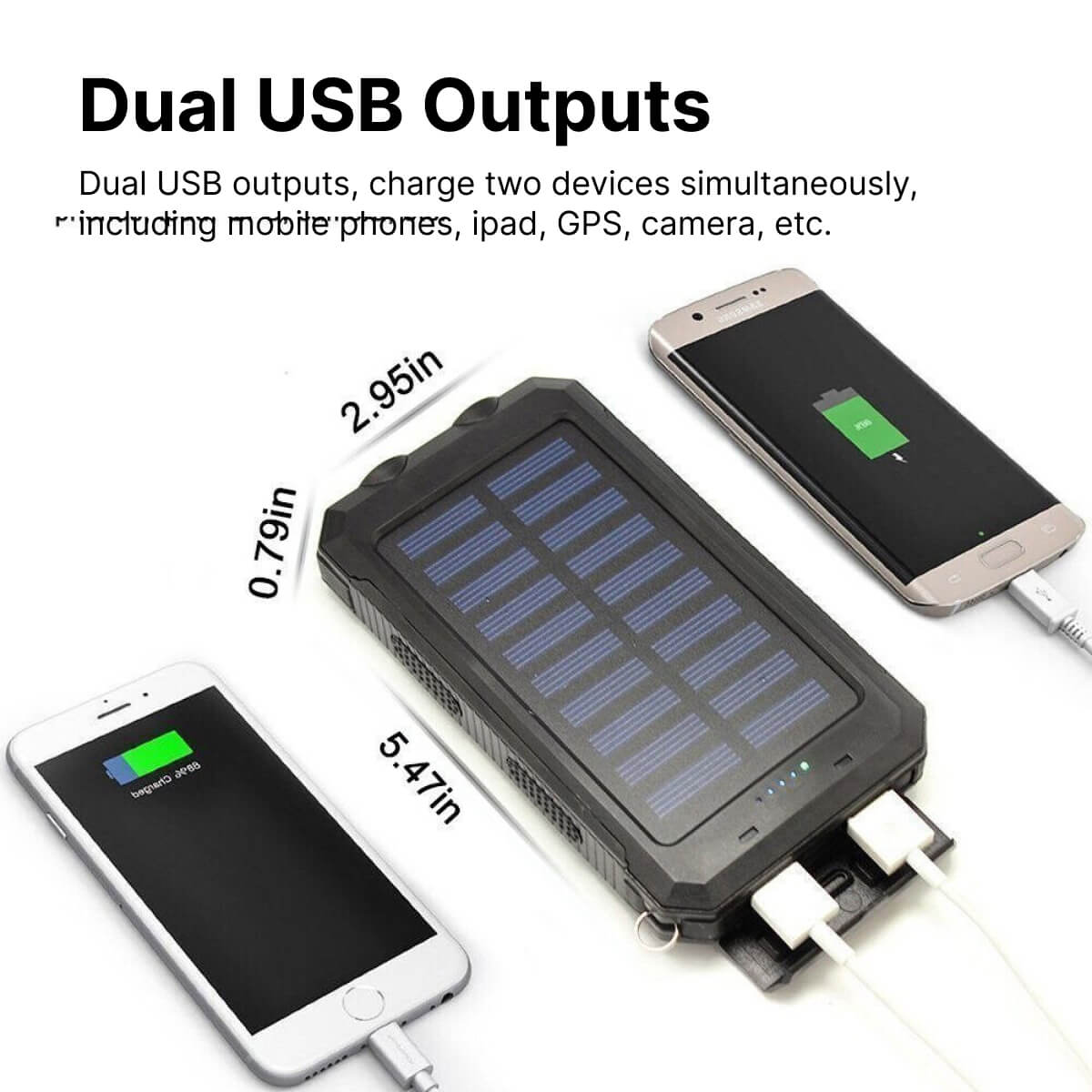 20,000mAh Waterproof Solar Power Bank with Dual USB Ports and LED Flashlight - Best Portable Charger for Outdoor Use