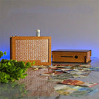 Wood savings box with engraved figures