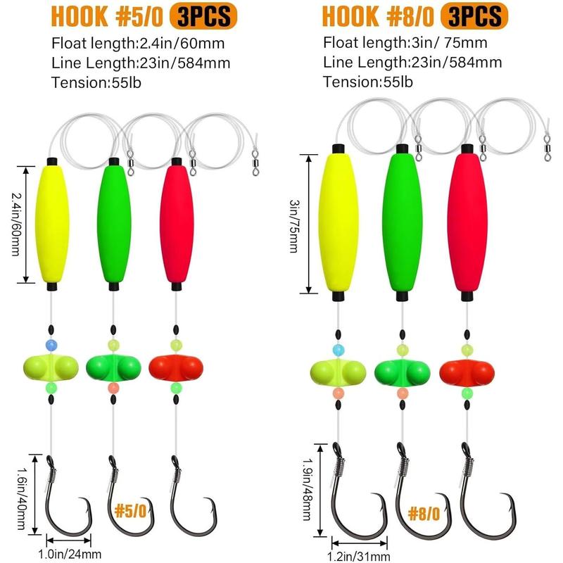 Pre-Rigged Catfish Float Rigs with Rattle Beads