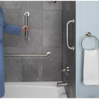 Stainless Steel 20cm Bathroom Shower Grip Bar & Towel Holder