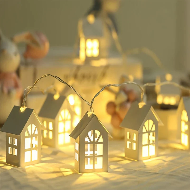 LED fairy lights with mini houses - Decorative Christmas lighting for indoor use