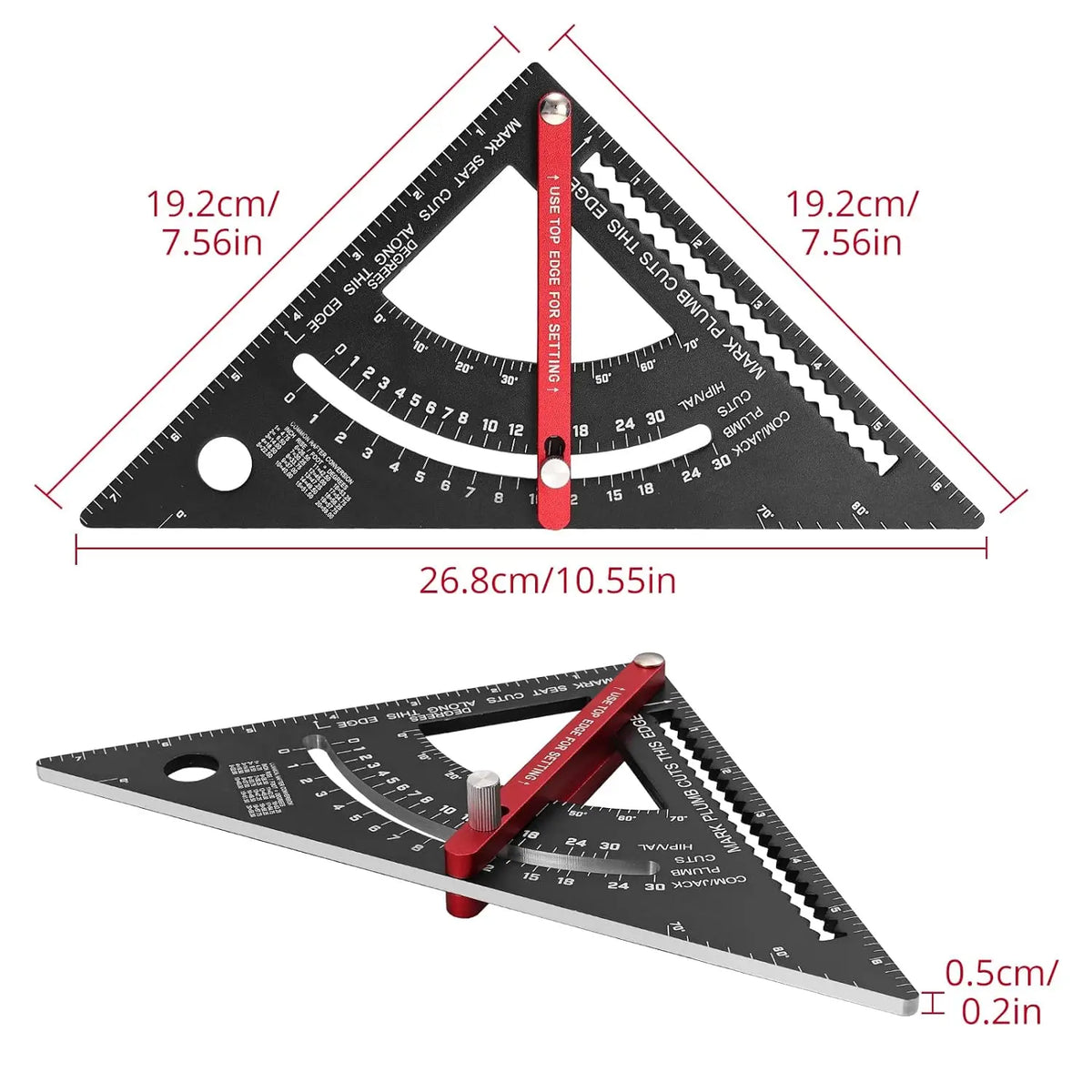 Pro-Adjustable 7" Speed Rafter Square - Multi-Functional Woodworking Layout Tool with Precision Positioner