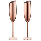 2 Pcs Stainless Steel Tall Champagne & Martini Glass Set for Cold Drinks