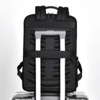 Elegant leather rucksack for men/women with USB port for laptop and everyday use, 15.6 inch, black